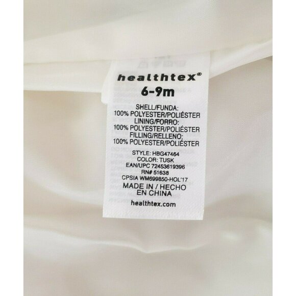 Heathtex Baby Girls Beige Puffer Vest With Metallic Gold Hearts Size 6-9 Months - Picture 7 of 7